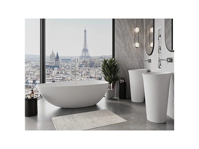 Mexen Imola freestanding bathtub made of conglomerate 170 x 88 cm, matte white - 57281708500