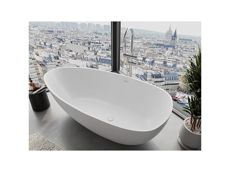 Mexen Imola freestanding bathtub made of conglomerate 170 x 88 cm, matte white - 57281708500