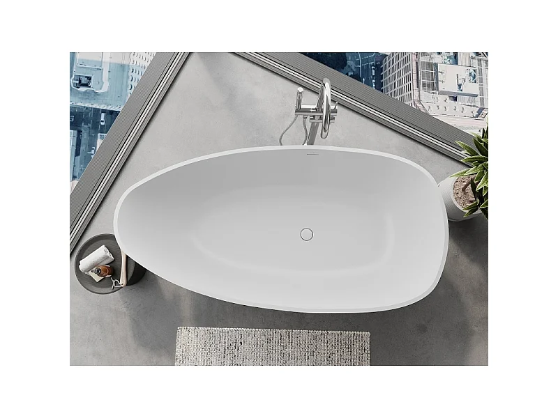 Mexen Imola freestanding bathtub made of conglomerate 170 x 88 cm, matte white - 57281708500
