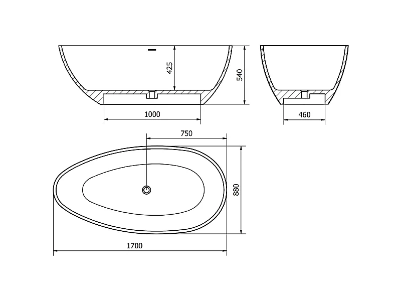 Mexen Imola freestanding bathtub made of conglomerate 170 x 88 cm, matte white - 57281708500