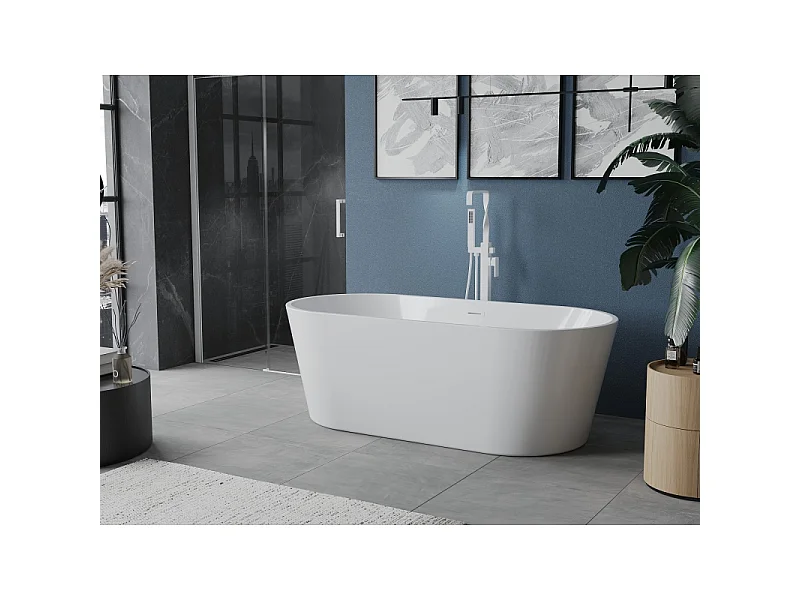 Mexen Luna freestanding bathtub 67 x 31 inches, white, white overflow - 52031708000-20