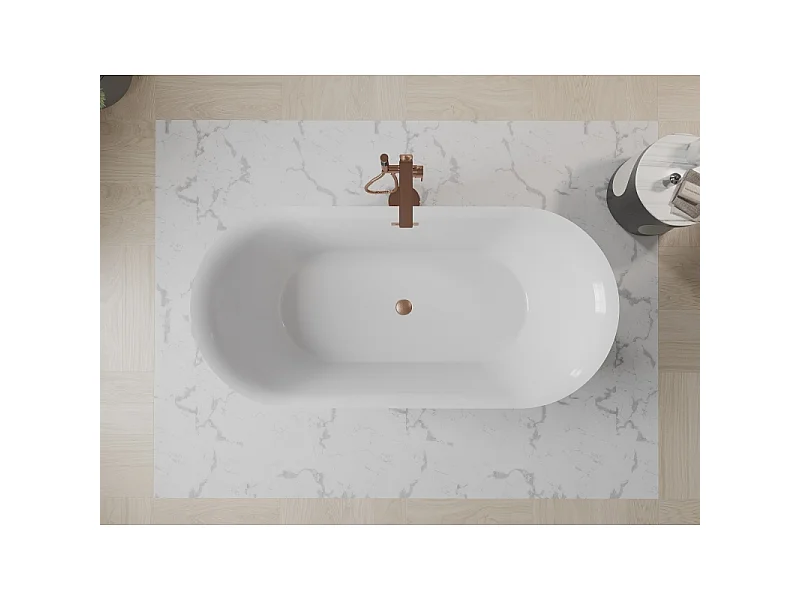 Mexen Roxy vrijstaande badkuip 170 x 80 cm, wit/zwart, overloop geborsteld koper - 51201708075-65