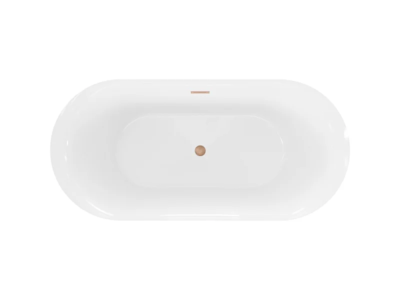 Mexen Roxy vrijstaande badkuip 170 x 80 cm, wit/zwart, overloop geborsteld koper - 51201708075-65