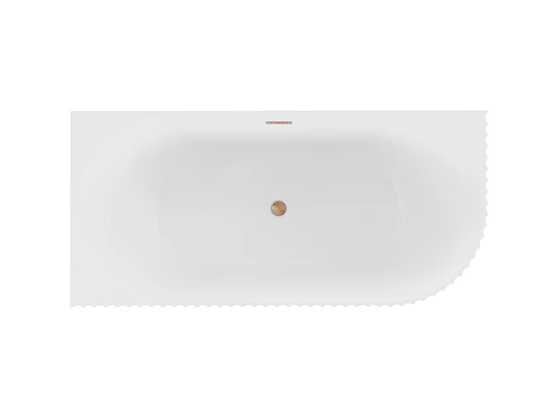 Mexen Gia baignoire îlot d'angle rainurée gauche 170 x 80 cm, blanc mat, trop-plein cuivre brossé - 52701708001L-65