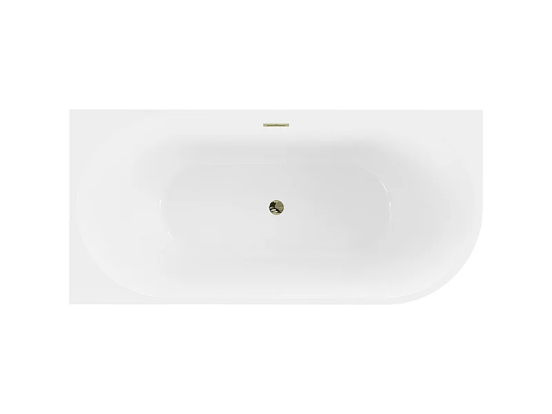 Mexen Mia baignoire autoportante d'angle gauche 160 x 75 cm, blanche, trop-plein doré - 52691607500L-50