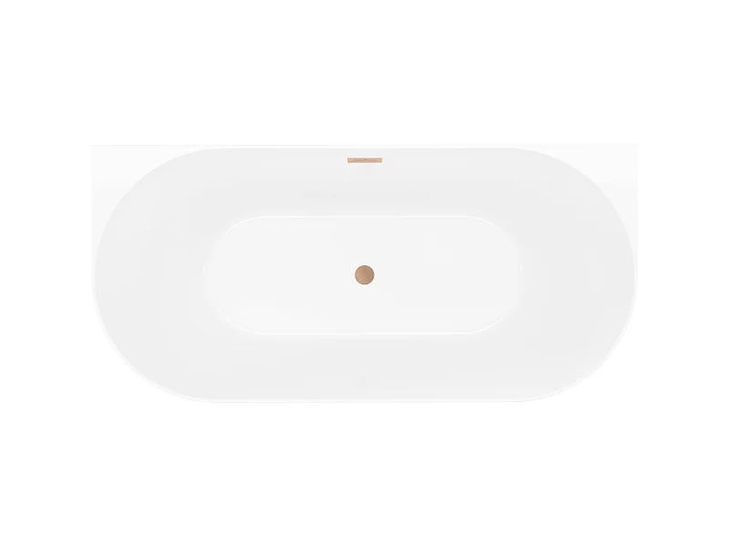 Mexen Oval Slim fritstående badekar til væg 170 x 80 cm, hvid/sort, børstet kobberoverløb - 52661708075-65