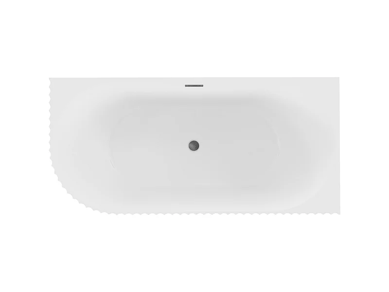 Mexen Gia baignoire autoportante d'angle cannelée droite 150 x 75 cm, blanc mat, trop-plein gris canon brossé