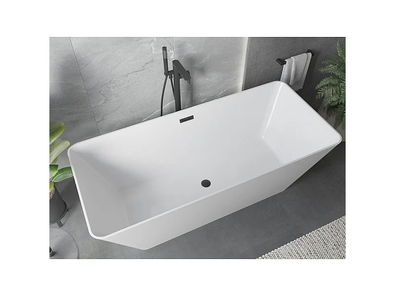 Mexen Velo Slim baignoire autoportante 170 x 75 cm, blanche, trop-plein noir - 52811707500-70