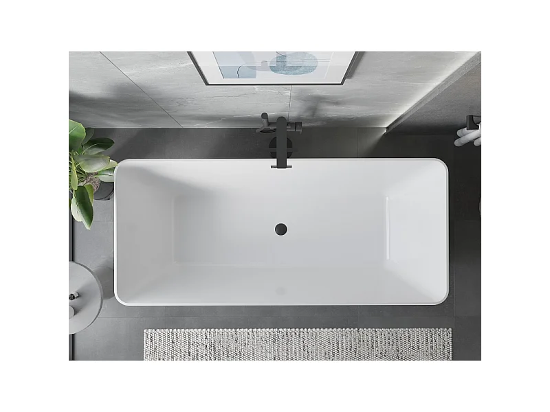 Mexen Velo Slim baignoire autoportante 170 x 75 cm, blanche, trop-plein noir - 52811707500-70