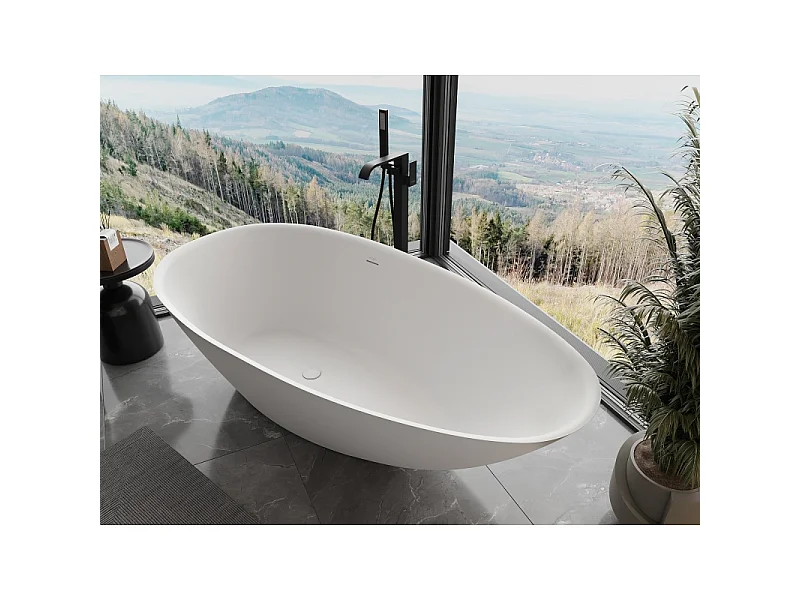 Mexen Milano free-standing bathtub made of conglomerate 150 x 82 cm, matt white - 57301508500