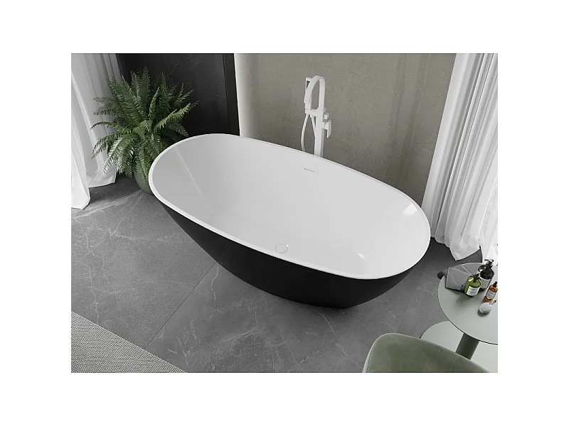 Mexen Eris baignoire autoportante 180 x 95 cm, blanc/noir, trop-plein blanc - 53441809575-20