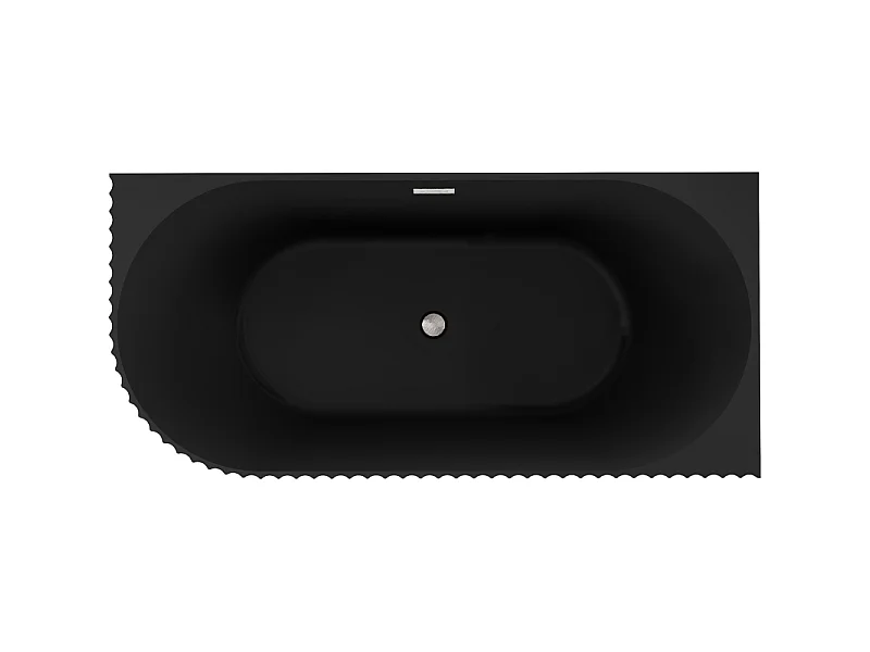 Mexen Gia baignoire autoportante d'angle rainurée droite 170 x 80 cm, noir mat, trop-plein en nickel brossé - 52701708071P-97
