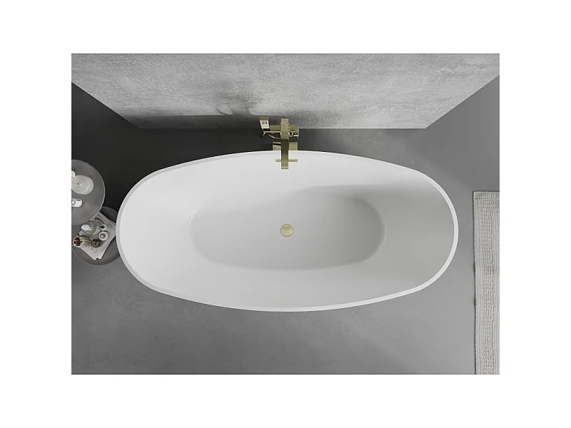 Mexen Lira freestanding bathtub pattern 170 x 80 cm, white/black, brushed gold overflow - 52831708075-55