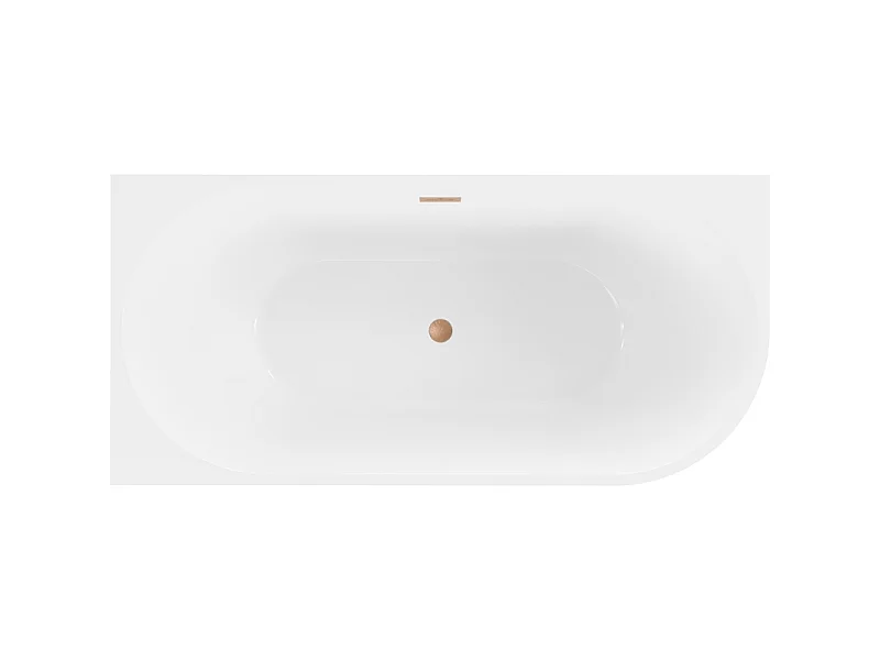 Mexen Mia freestanding left corner tub 160 x 75 cm, white, brushed copper overflow - 52691607500L-65