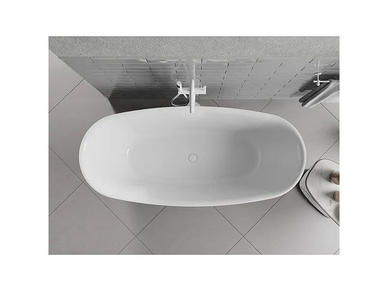 Mexen Luvo Slim prostoječa kopalna kad 170 x 75 cm, bela, bel preliv - 52801707500-20