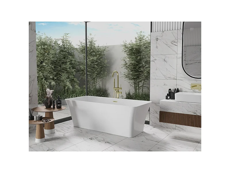 Mexen Tonia freestanding bathtub 170 x 75 cm, white, brushed gold overflow - 52171707500-55