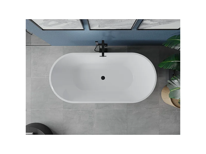 Mexen Luna freestanding bathtub 150 x 75 cm, white/black, black overflow - 52031507575-70
