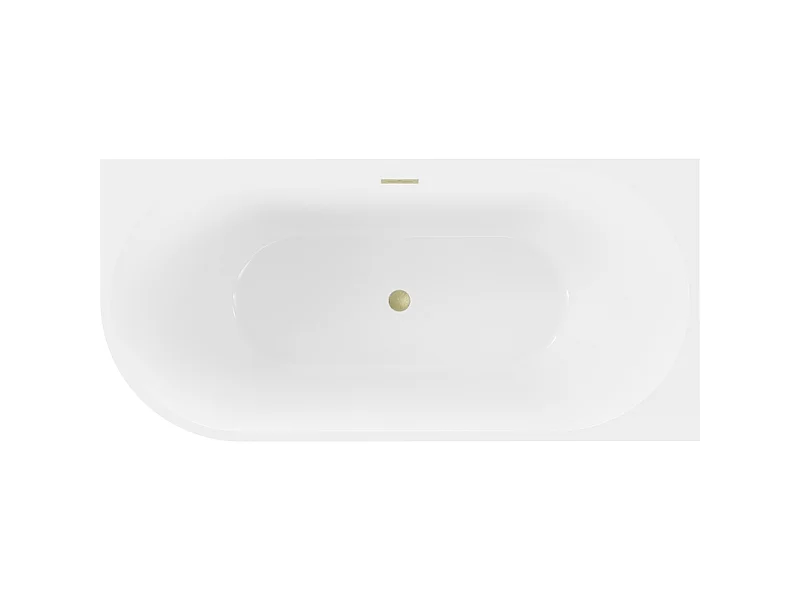 Mexen Mia freestanding corner right bathtub 140 x 75 cm, white, brushed gold overflow - 52691407500P-55