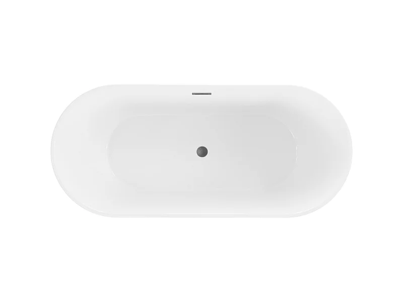 Mexen Flavia vrijstaande badkuip 160 x 75 cm, wit/zwart, overloop gun grijs geborsteld - 54031608075-66