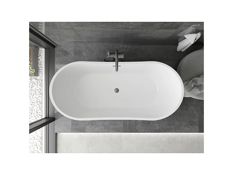 Mexen Montana freestanding bathtub 150 x 75 cm, white, gun metal overflow - 52011507500-95