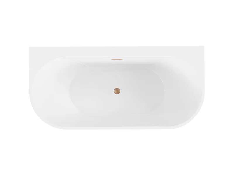 Mexen Oval+ freestanding back-to-wall bathtub 170 x 80 cm, white, brushed copper overflow - 52681708000-65