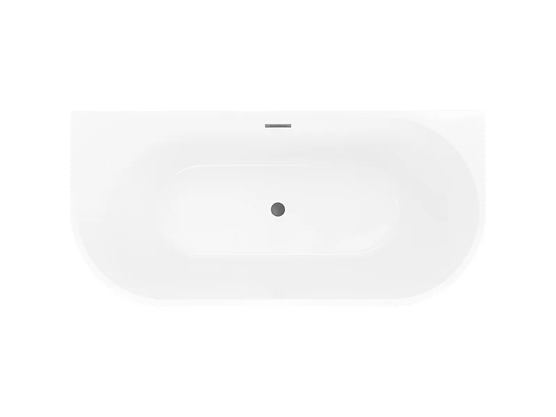 Mexen Oris freestanding back-to-wall fluted 150 x 75 cm, white/gray, overflow gun metal - 52871507562-95