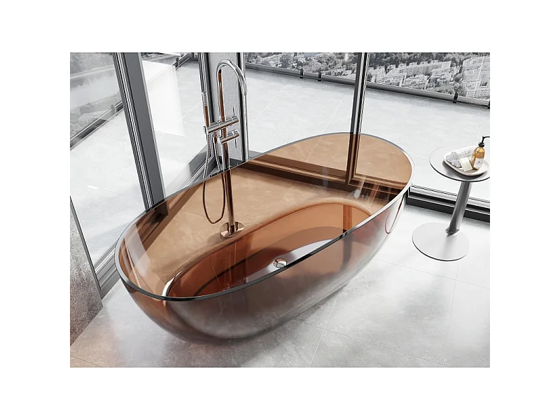 Mexen Pure cherry baignoire autoportante transparente 170 x 80 cm, bouchon chromé - 58071708009