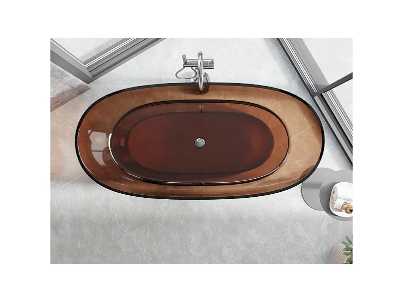 Mexen Pure cherry baignoire autoportante transparente 170 x 80 cm, bouchon chromé - 58071708009