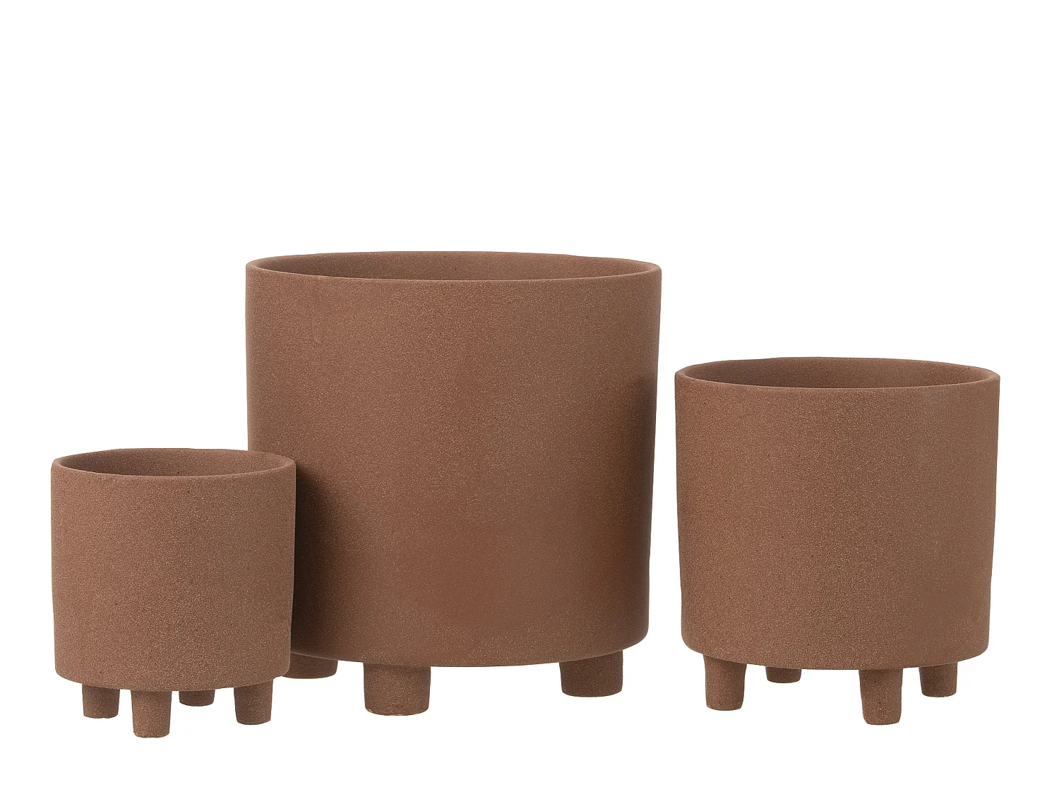 Cache-pot thibault céramique marron h. 27 cm