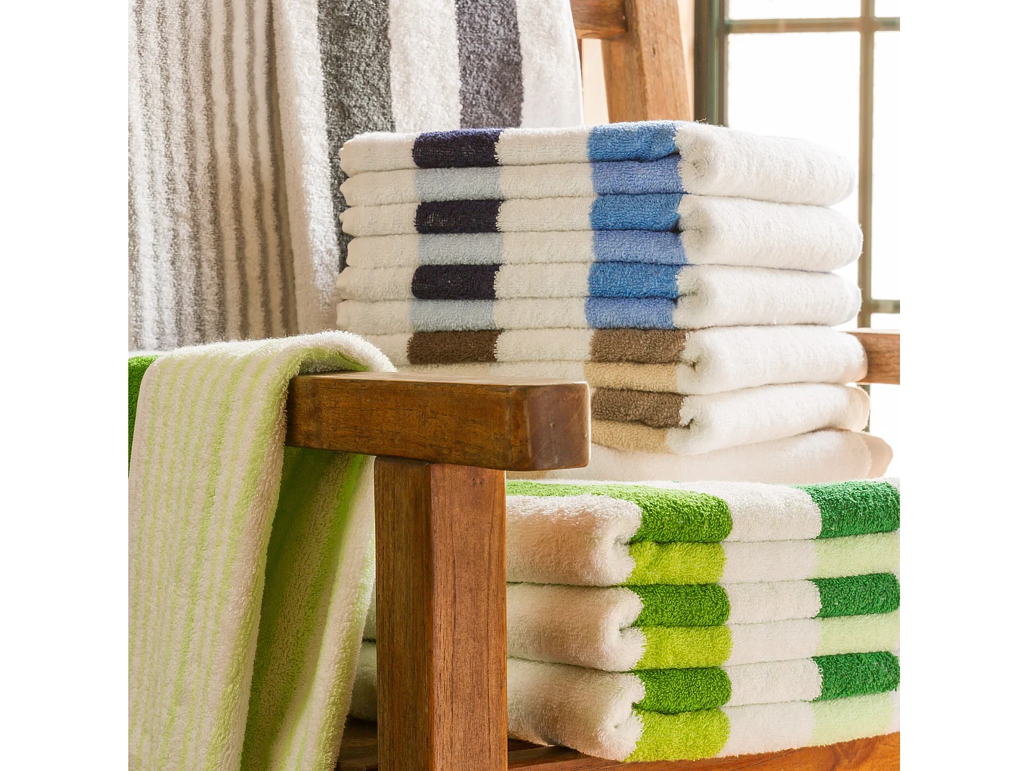 Gant de toilette 16x21 cm coton 480 g/m2 CLASSIC STRIPES Bleu