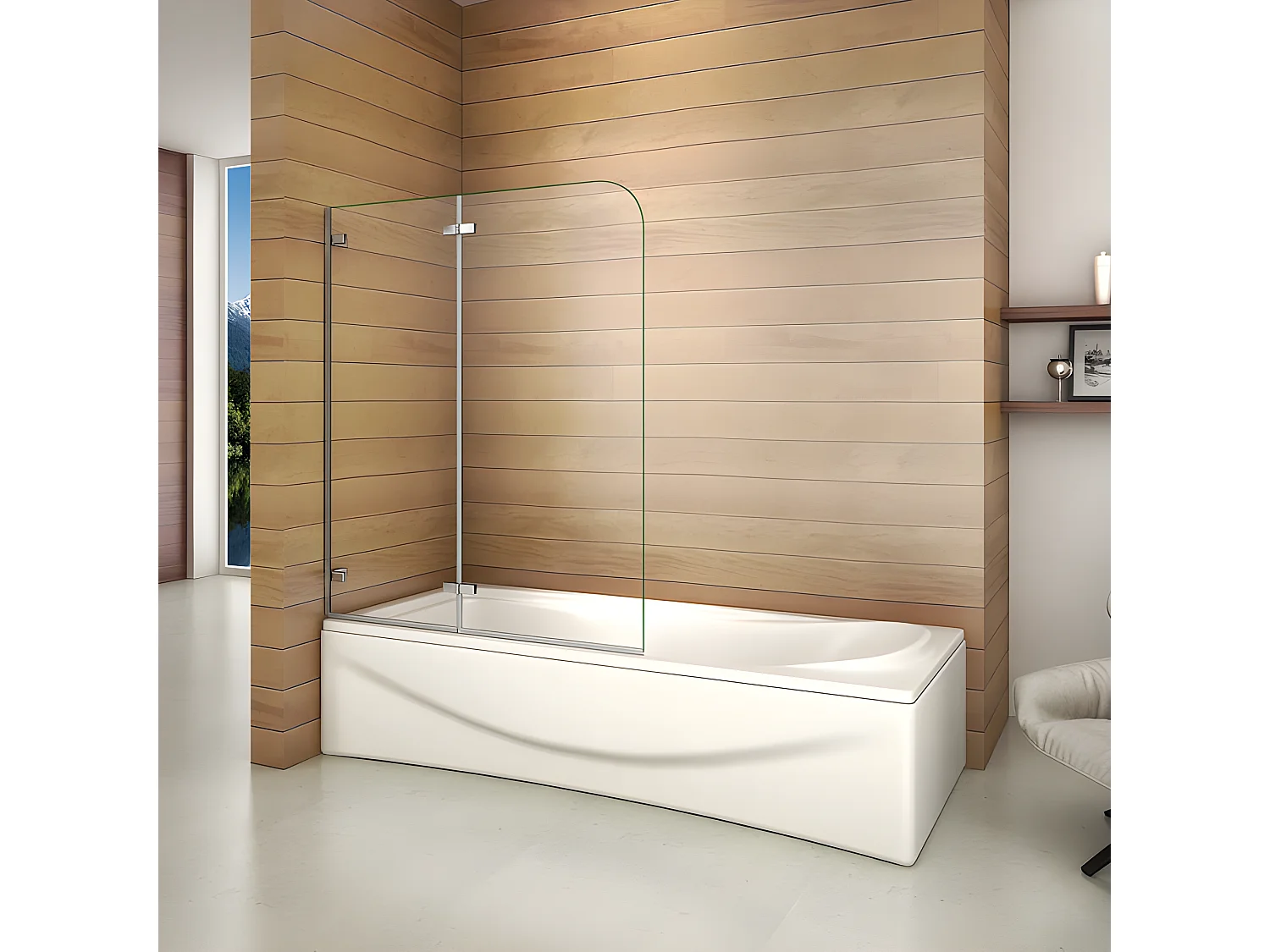 Pare-baignoire 110x140cm, paroi de baignoire pivotant et repliable Hauteur 140cm en verre de sécurité