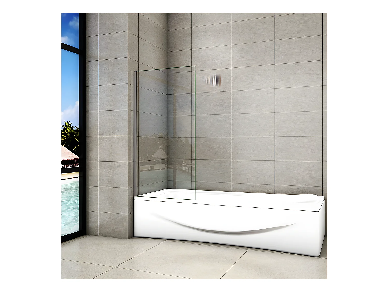 Pare-baignoire fixé 40x130cm, paroi de baignoire, écran de douche en verre 5mm anticalcaire