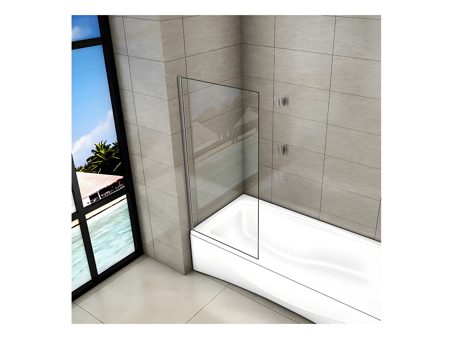 Pare-baignoire fixé 40x130cm, paroi de baignoire, écran de douche en verre 5mm anticalcaire