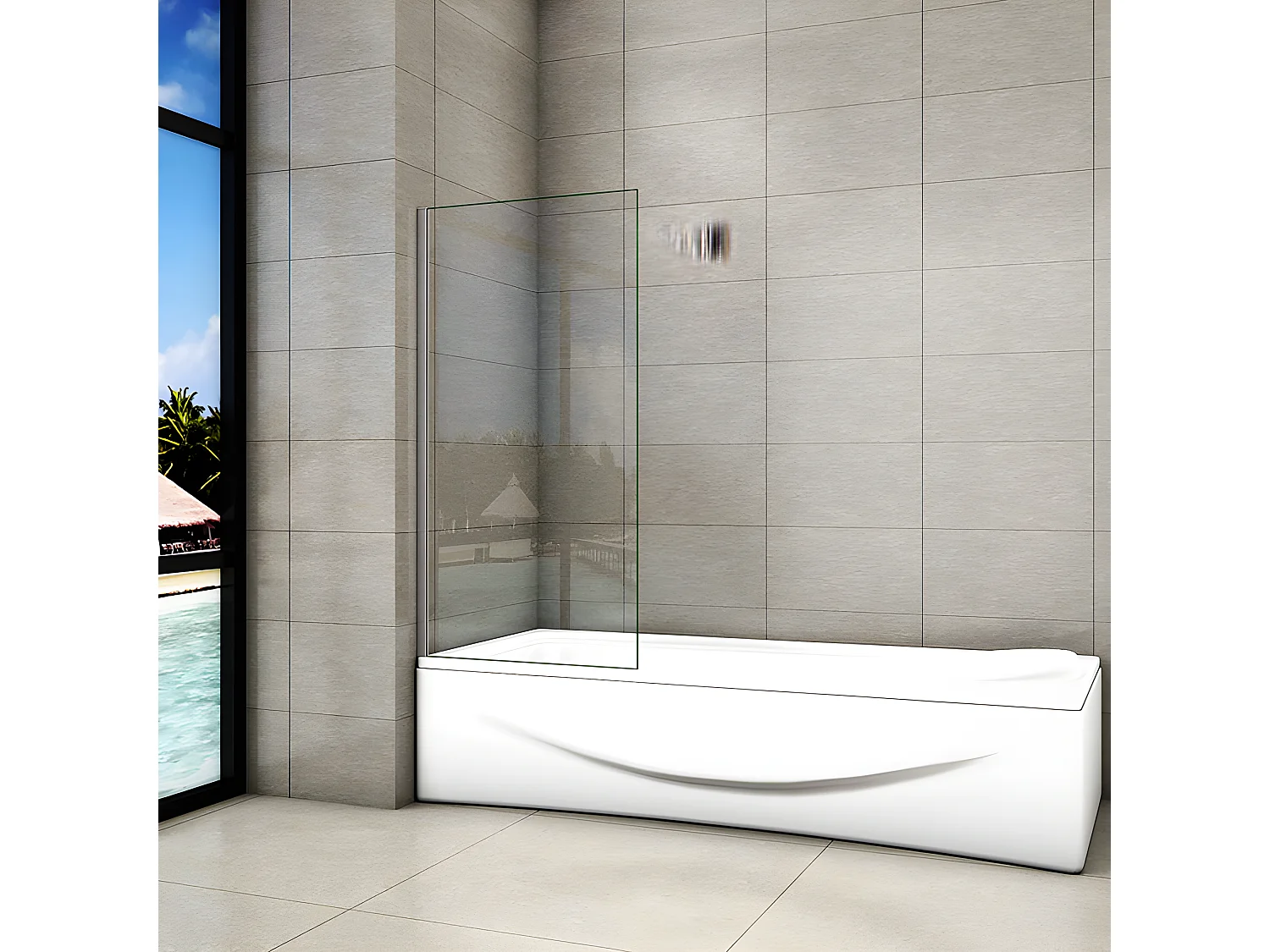 Pare-baignoire fixé 40x130cm, paroi de baignoire, écran de douche en verre 5mm anticalcaire