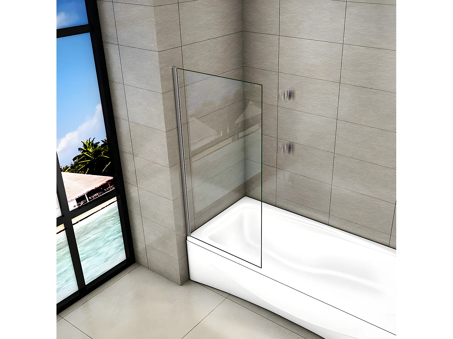 Pare-baignoire fixé 40x130cm, paroi de baignoire, écran de douche en verre 5mm anticalcaire