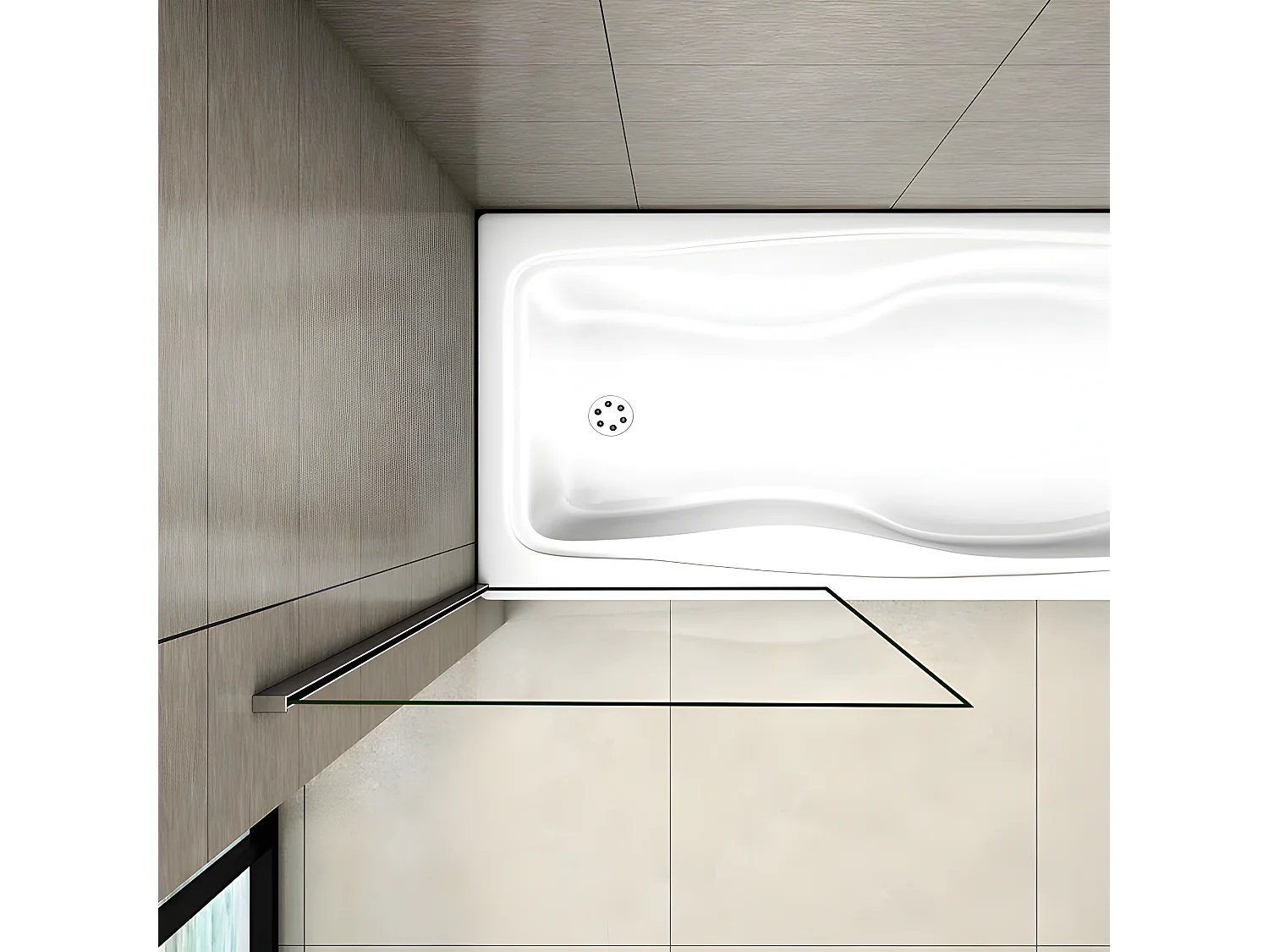 Pare-baignoire fixé 40x130cm, paroi de baignoire, écran de douche en verre 5mm anticalcaire