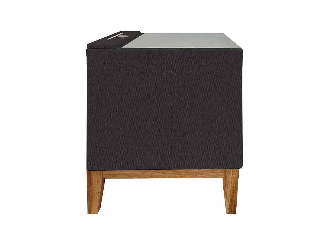 Table de chevet tissu anthracite + LED et 2 prises USB intégrées - SKY