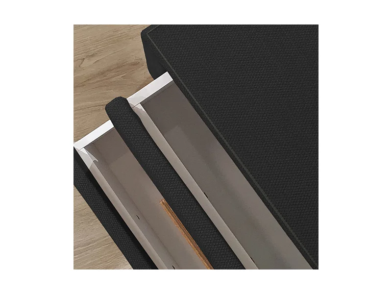 Table de chevet tissu anthracite + LED et 2 prises USB intégrées - SKY