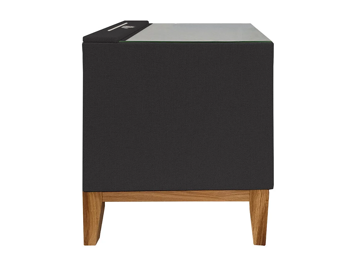 Table de chevet tissu anthracite + LED et 2 prises USB intégrées - SKY