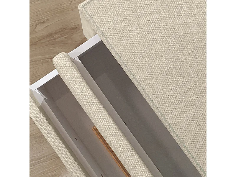 Table de chevet tissu écru + LED et 2 prises USB intégrées - SKY