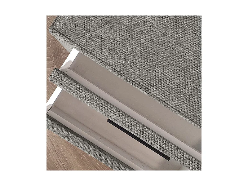 Table de chevet tissu gris + LED et 2 prises USB intégrées - LAYLA