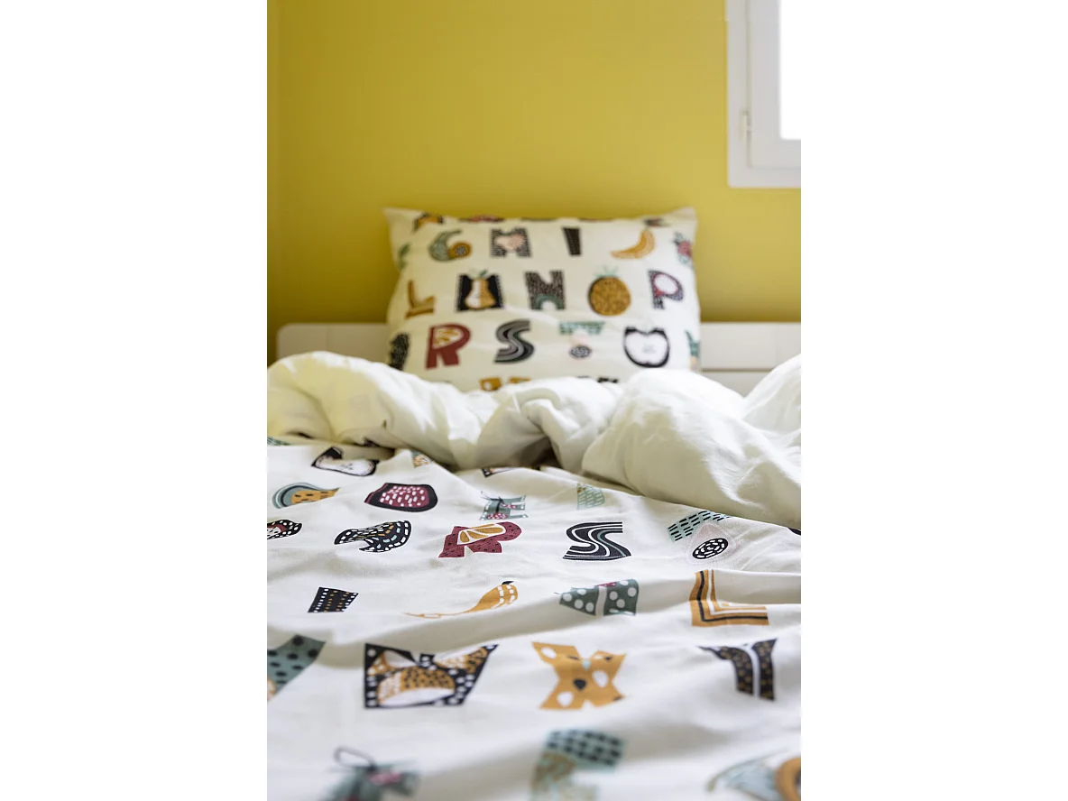Parure housse de couette + taie Alphabet en farandole