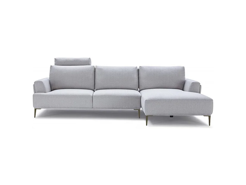 Canapé d'angle droit tissu gris clair dossiers réglables - ALIX