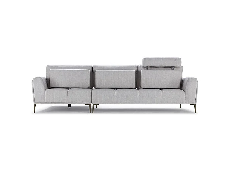 Canapé d'angle droit tissu gris clair dossiers réglables - ALIX