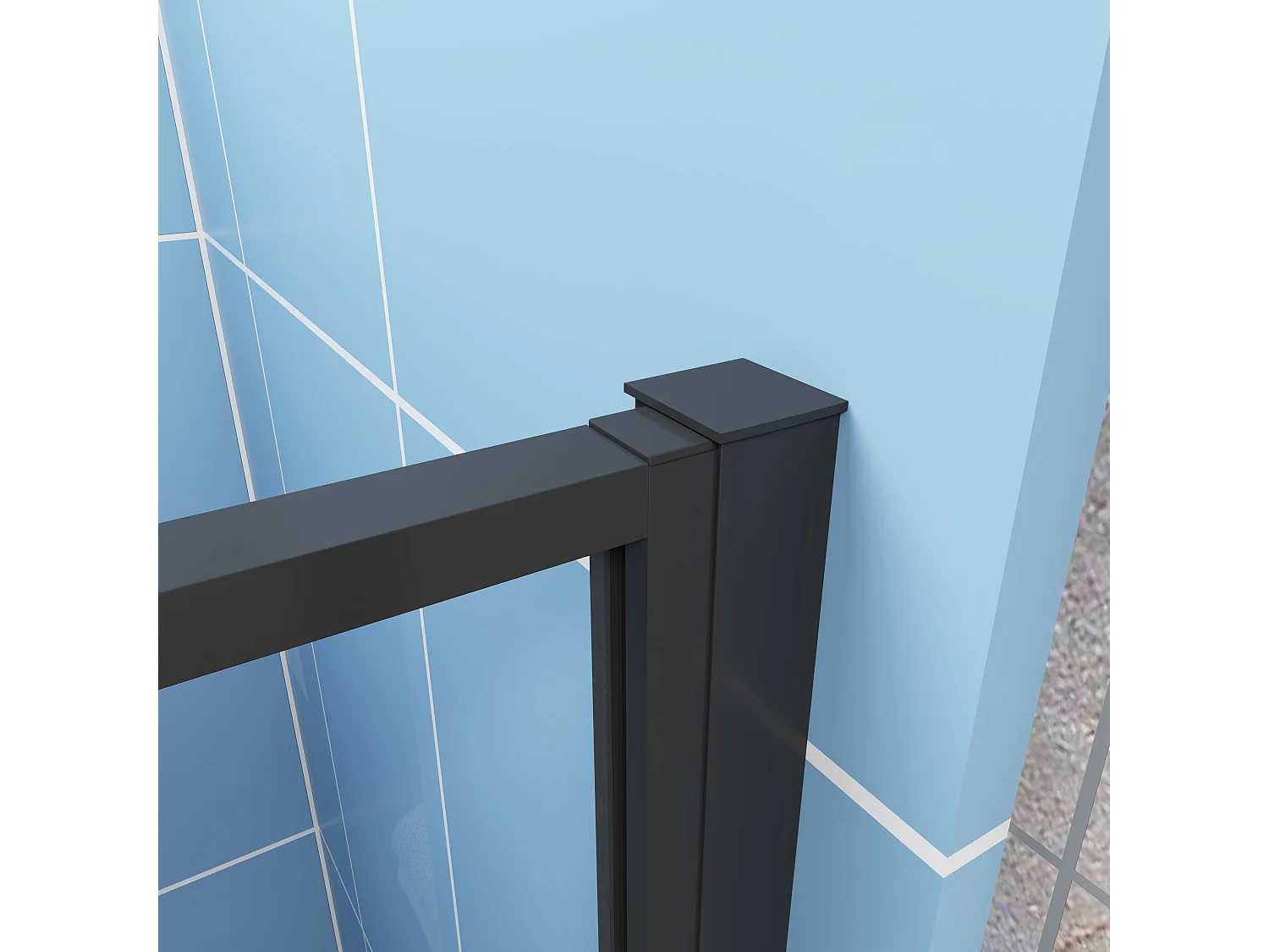 Porte de douche pivotante 90x185cm profilé noir mat Installation en niche, verre securit anticalcaire