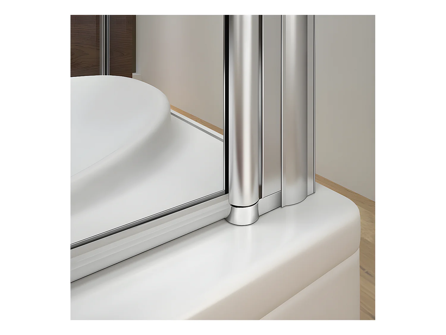 Pare-baignoire pivotant et pliant 90x140cm avec paroi fixe 75x140cm, paroi de baignoire en 6mm verre de sécurité