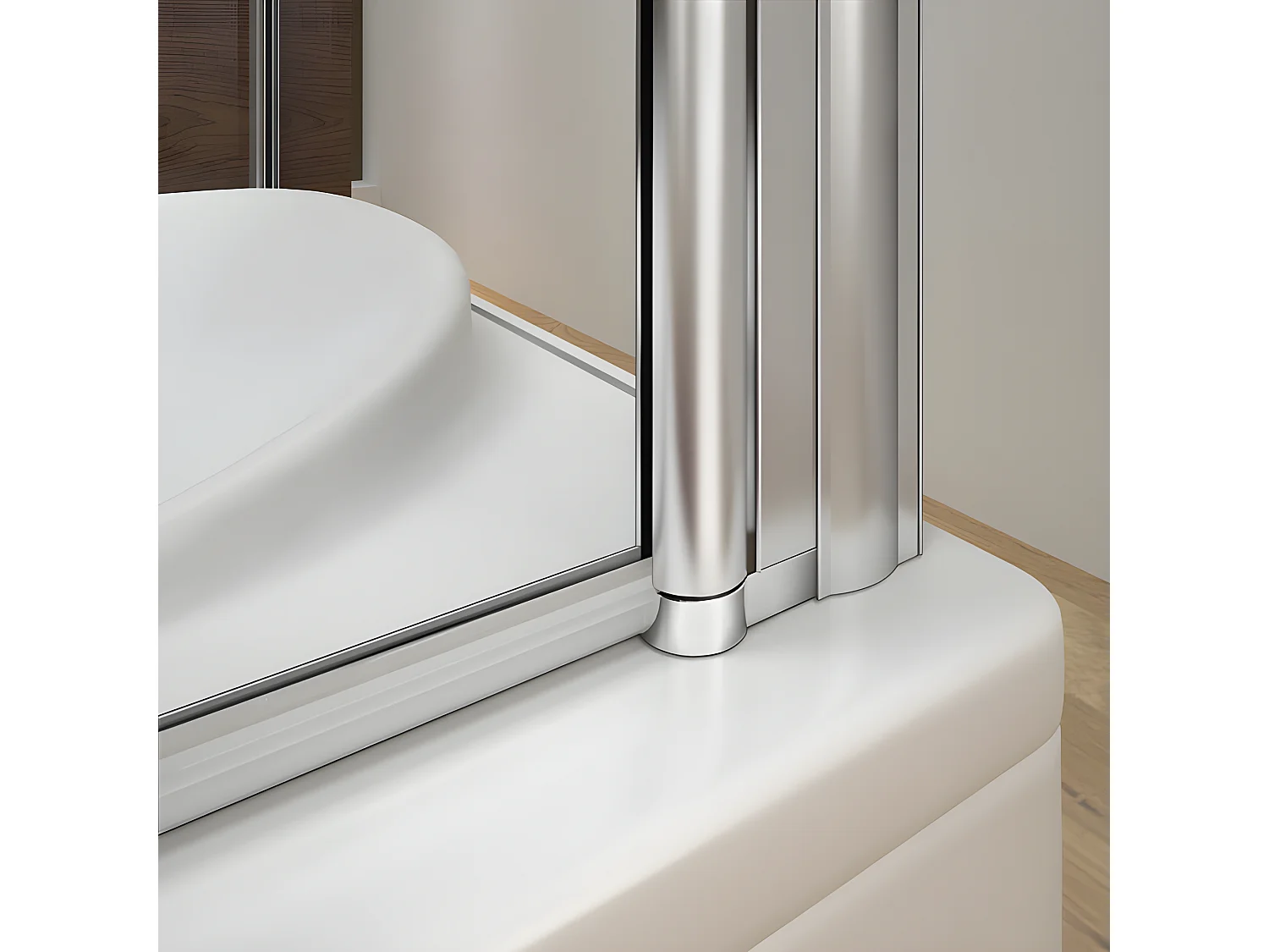 Pare-baignoire pivotant et pliant 90x140cm avec paroi fixe 75x140cm, paroi de baignoire en 6mm verre de sécurité