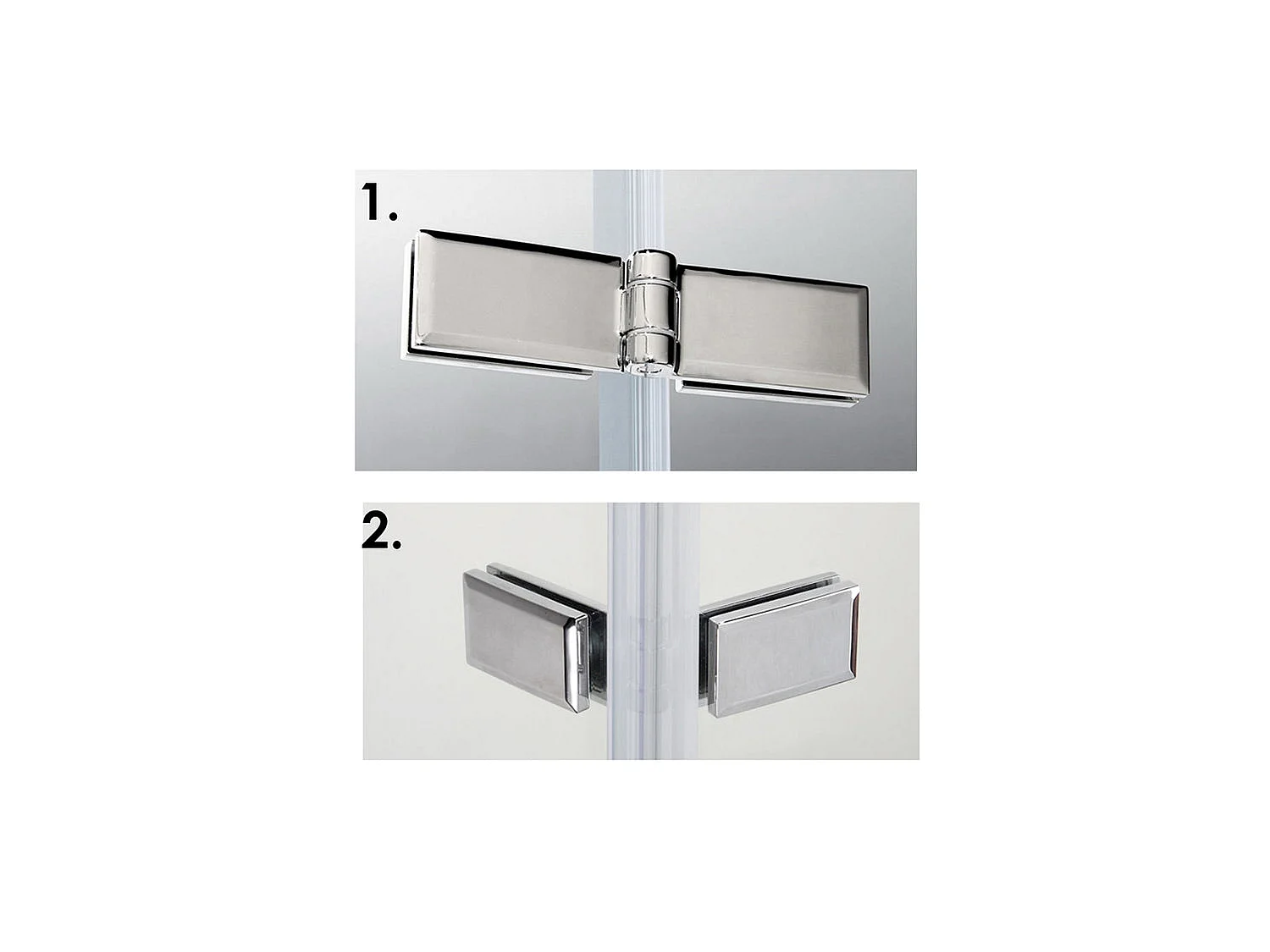 Paroi de douche fixe à l'italienne avec retour pivotant 120+40x200cm, charnières, avec barre de fixation 90cm en carré