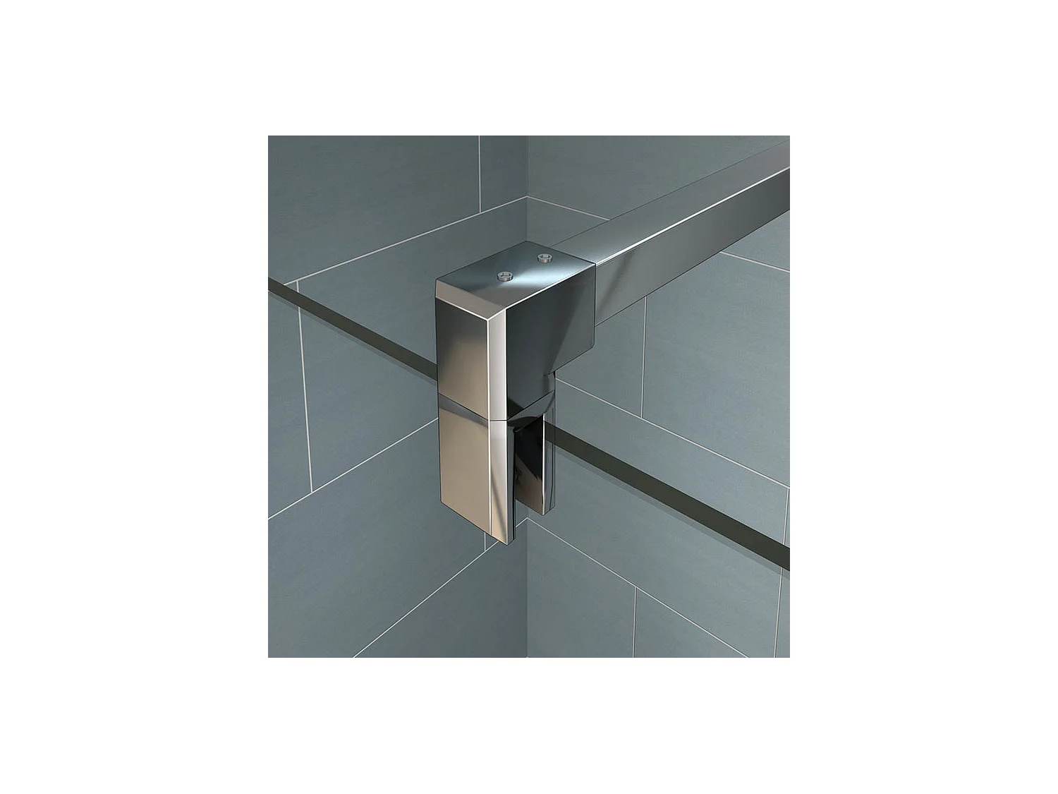 Paroi de douche fixe à l'italienne avec retour pivotant 120+40x200cm, charnières, avec barre de fixation 90cm en carré