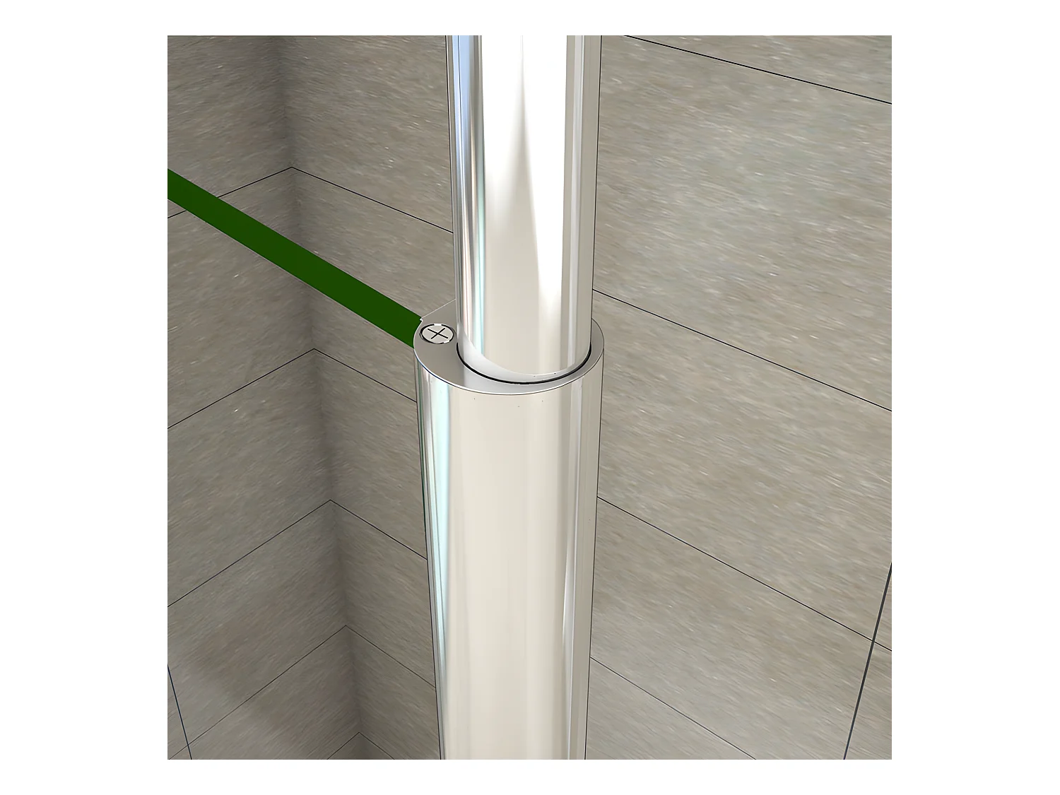 Paroi de douche à l'italienne 130x200cm avec barre de fixation au plafond 203-320cm - Chromé - Verre 8mm trempé transparent